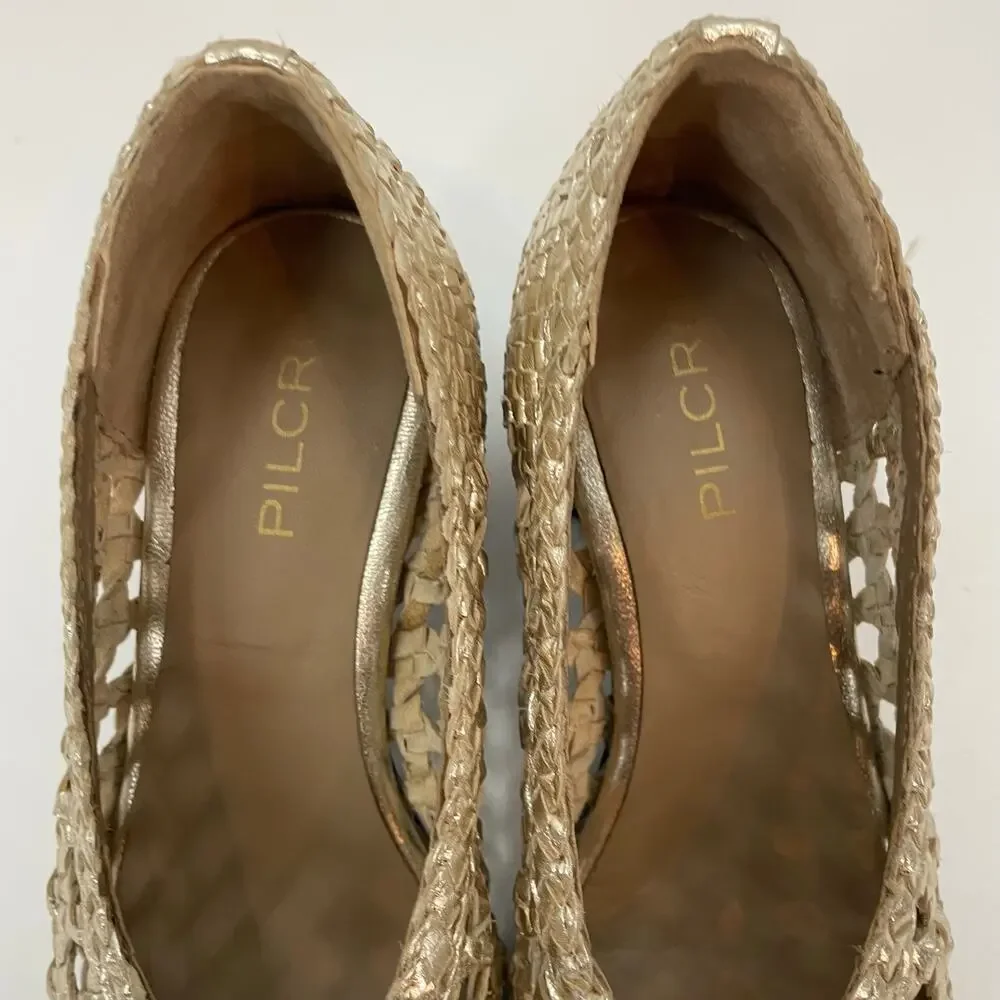 Anthropologie Pilcro 36 / 6 Woven Ballet Heels Metallic Gold